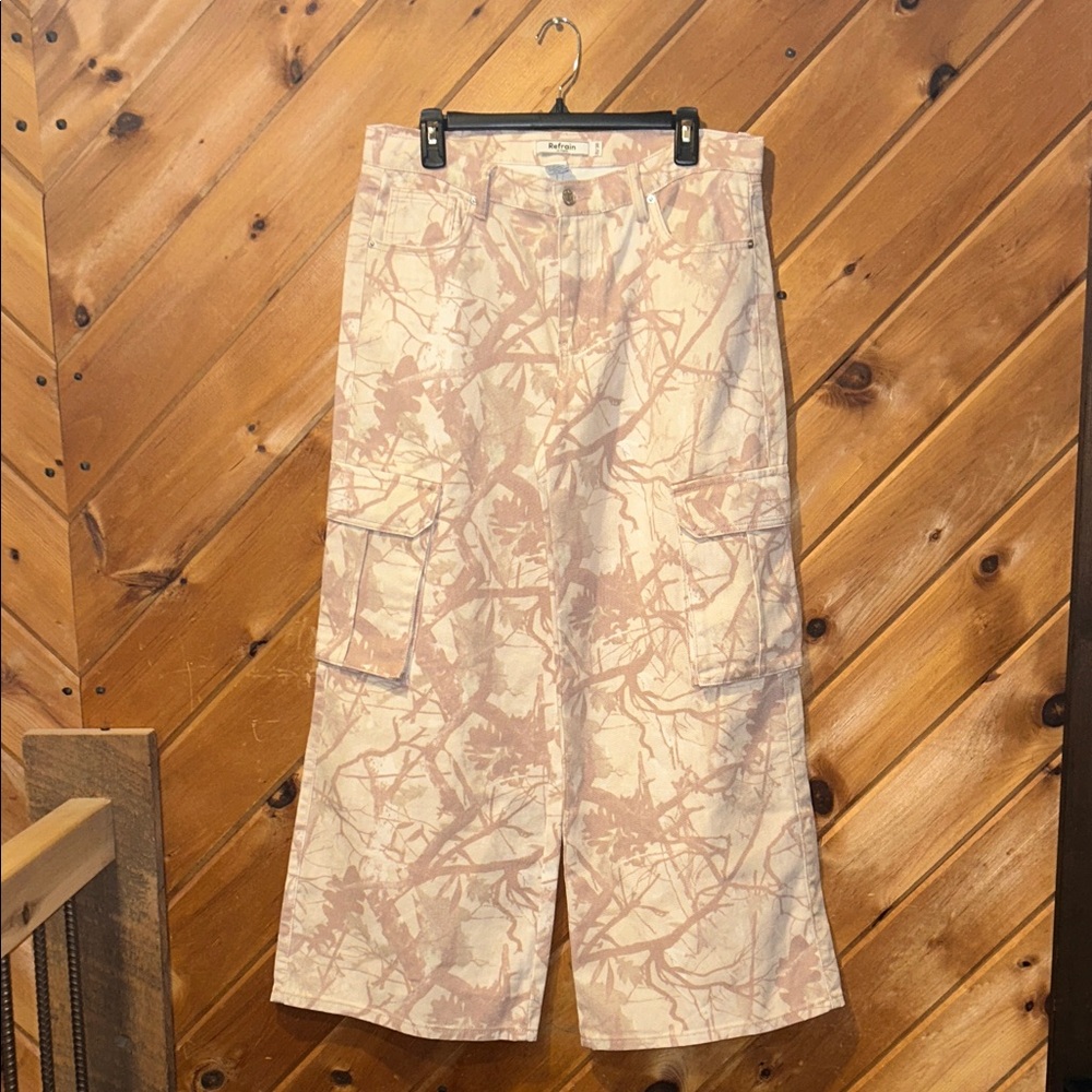 Disclosure x Refrain Los Angeles mid-rise wide-leg pink tan camo jeans